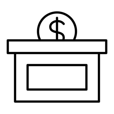 Bağış Simgesi, Basit Siyah ve Beyaz Vektör İllüstrasyonu