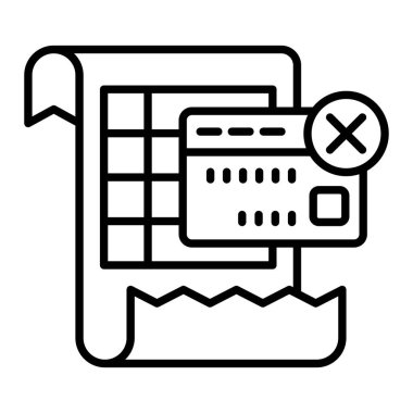 Ödeme Hatası simgesi, Basit Siyah ve Beyaz Vektör İllüstrasyonu