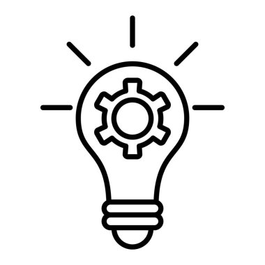 Fikir Simgesi, Basit Siyah ve Beyaz Vektör İllüstrasyonu