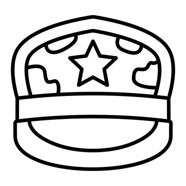 Şapka Simgesi, Basit Siyah ve Beyaz Vektör İllüstrasyonu