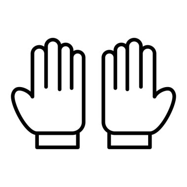 Lastik Eldiven Simgesi, Basit Siyah ve Beyaz Vektör İllüstrasyonu