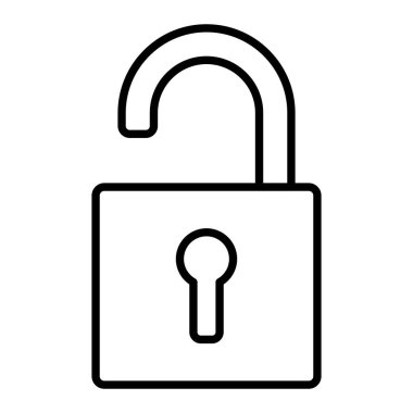 Kilitlenmemiş Simge, Basit Siyah ve Beyaz Vektör İllüstrasyonu