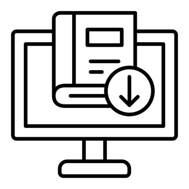 Doğrudan İndirme satırı simgesi, Basit Siyah ve Beyaz Vektör İllüstrasyonu