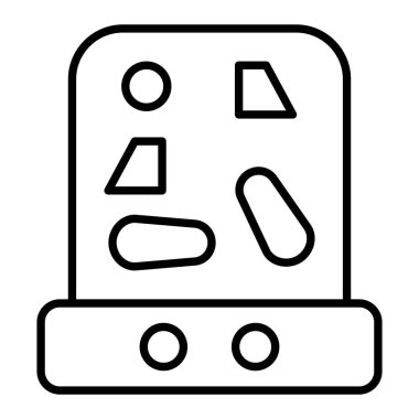 Pinball Simgesi, Basit Siyah ve Beyaz Vektör İllüstrasyonu