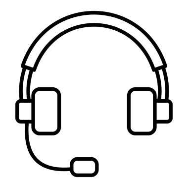 Kulaklık Simgesi, Basit Siyah ve Beyaz Vektör İllüstrasyonu