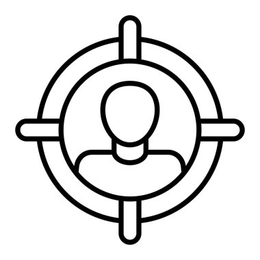 Hedef satır simgesi, Basit Siyah ve Beyaz Vektör İllüstrasyonu