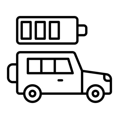 Pil Seviyesi Simgesi, Basit Siyah ve Beyaz Vektör İllüstrasyonu