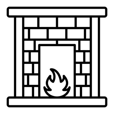 Ateş Yeri Simgesi, Basit Siyah ve Beyaz Vektör İllüstrasyonu