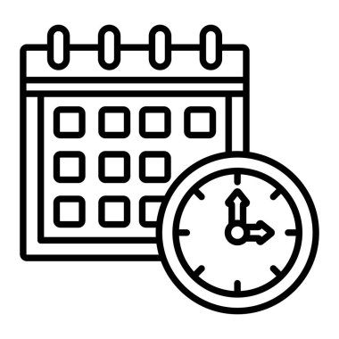 Zamanlama çizelgesi simgesi, Basit Siyah ve Beyaz Vektör İllüstrasyonu