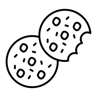 Kurabiye Simgesi, Basit Siyah ve Beyaz Vektör İllüstrasyonu