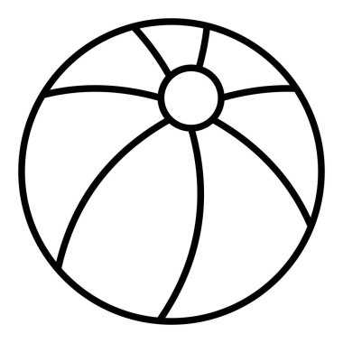 Plaj topu çizgisi simgesi, Basit Siyah ve Beyaz Vektör İllüstrasyonu