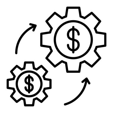 Para Yönetimi Simgesi, Basit Siyah ve Beyaz Vektör İllüstrasyonu