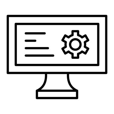 Yazılım Simgesi, Basit Siyah ve Beyaz Vektör İllüstrasyonu