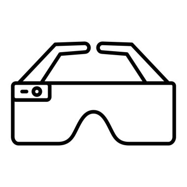 Akıllı Gözlük Simgesi, Basit Siyah ve Beyaz Vektör İllüstrasyonu