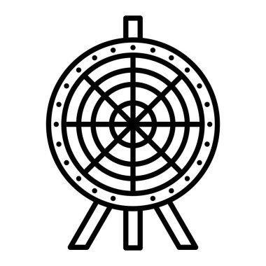 Dart Tahtası Simgesi, Basit Siyah ve Beyaz Vektör İllüstrasyonu