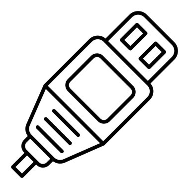 Hdmi Simgesi, Basit Siyah ve Beyaz Vektör İllüstrasyonu