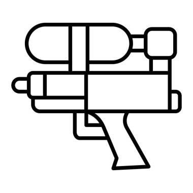 Su Silahı Simgesi, Basit Siyah ve Beyaz Vektör İllüstrasyonu