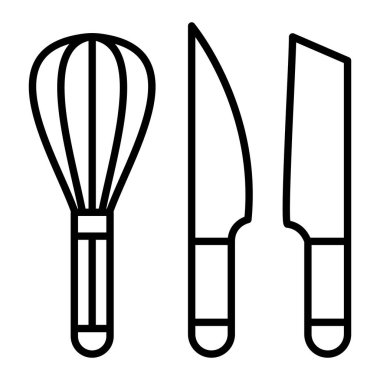 Kitchenware Simgesi, Basit Siyah ve Beyaz Vektör İllüstrasyonu