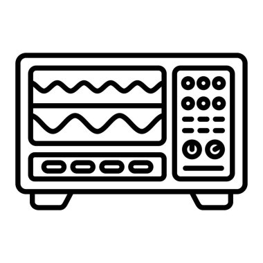 Oscilloscope Simgesi, Basit Siyah ve Beyaz Vektör İllüstrasyonu