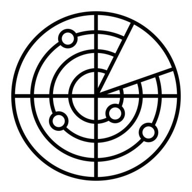 Radar Simgesi, Basit Siyah ve Beyaz Vektör İllüstrasyonu