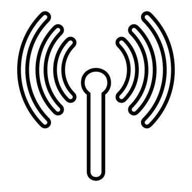 Radyo Anten Simgesi, Basit Siyah ve Beyaz Vektör İllüstrasyonu