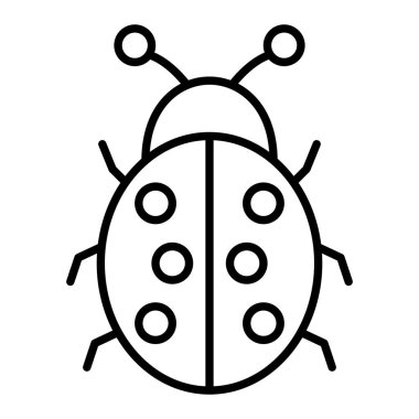 Uğurböceği Simgesi, Basit Siyah ve Beyaz Vektör İllüstrasyonu