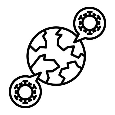 Virüs Salgını Simgesi, Basit Siyah ve Beyaz Vektör İllüstrasyonu