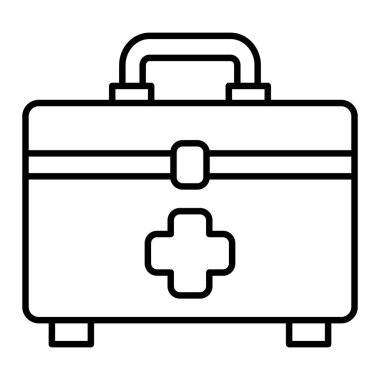 İlk Yardım Çantası Simgesi, Basit Siyah ve Beyaz Vektör İllüstrasyonu