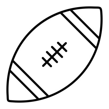 Rugby Balosu Simgesi, Basit Siyah ve Beyaz Vektör İllüstrasyonu