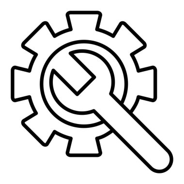 Teknik Destek Simgesi, Basit Siyah ve Beyaz Vektör İllüstrasyonu