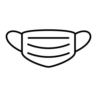 Koruyucu Maske Simgesi, Basit Siyah ve Beyaz Vektör İllüstrasyonu