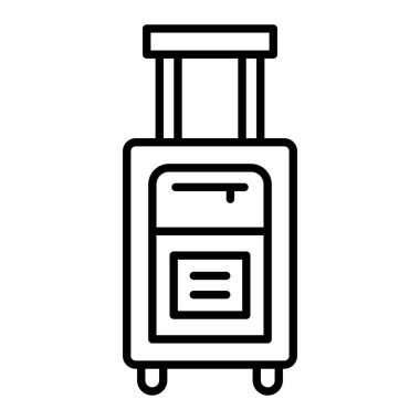 Seyahat Çantası Simgesi, Basit Siyah ve Beyaz Vektör İllüstrasyonu