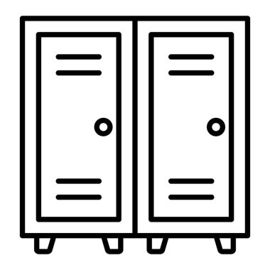 Dolap Simgesi, Basit Siyah ve Beyaz Vektör İllüstrasyonu