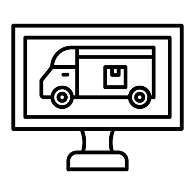 Teslimat Simgesi, Basit Siyah ve Beyaz Vektör İllüstrasyonu