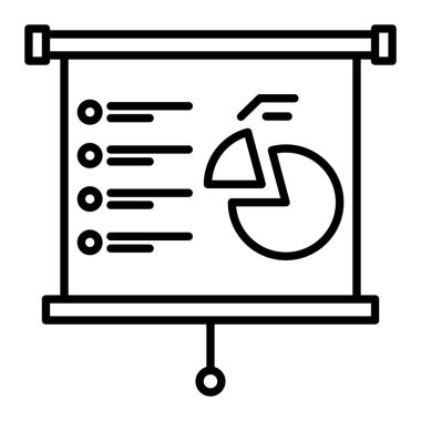 Sunum Simgesi, Basit Siyah ve Beyaz Vektör İllüstrasyonu