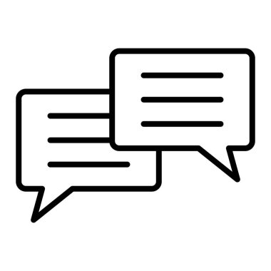 Sohbet Balonu Simgesi, Basit Siyah ve Beyaz Vektör İllüstrasyonu