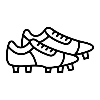 Futbol Çizmeleri Simgesi, Basit Siyah ve Beyaz Vektör İllüstrasyonu