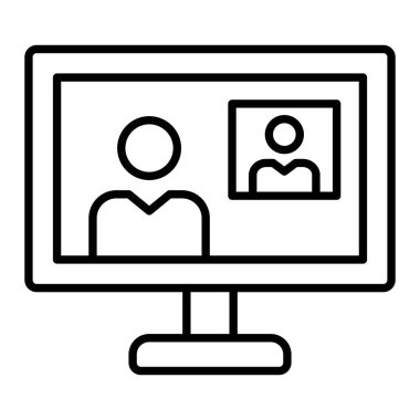 Video Çağrı satırı simgesi, Basit Siyah ve Beyaz Vektör İllüstrasyonu