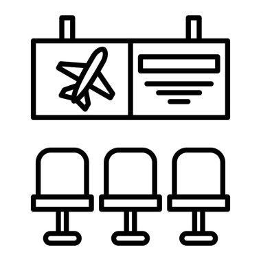 Bekleme Odası Simgesi, Basit Siyah ve Beyaz Vektör İllüstrasyonu