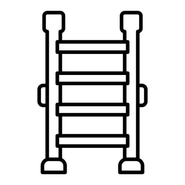 Merdiven Simgesi, Basit Siyah ve Beyaz Vektör İllüstrasyonu