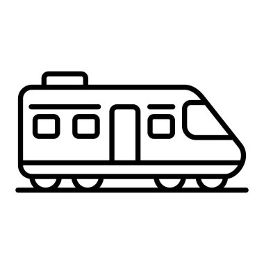 Tren Simgesi, Basit Siyah ve Beyaz Vektör İllüstrasyonu