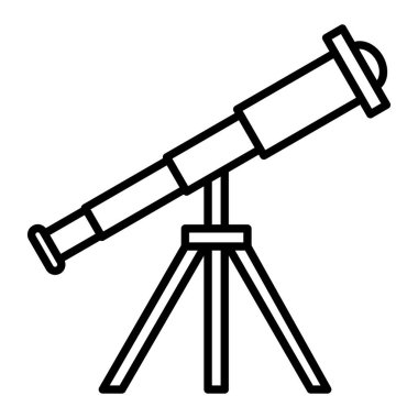 Teleskop Simgesi, Basit Siyah ve Beyaz Vektör İllüstrasyonu