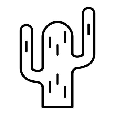 Kaktüs Simgesi, Basit Siyah ve Beyaz Vektör İllüstrasyonu
