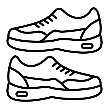 Sneakers Simgesi, Basit Siyah ve Beyaz Vektör İllüstrasyonu