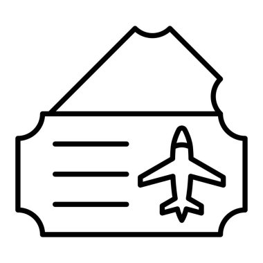 Bilet Simgesi, Basit Siyah ve Beyaz Vektör İllüstrasyonu