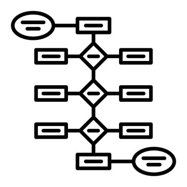 Akış Çizelgesi Simgesi, Basit Siyah ve Beyaz Vektör İllüstrasyonu