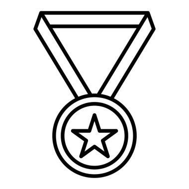 Madalya Simgesi, Basit Siyah ve Beyaz Vektör İllüstrasyonu