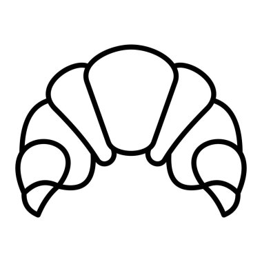 Kruvasan Simgesi, Basit Siyah ve Beyaz Vektör İllüstrasyonu