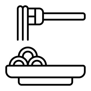 Makarna çizgisi simgesi, Basit Siyah ve Beyaz Vektör İllüstrasyonu