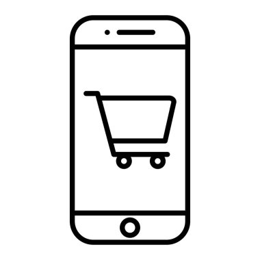 Çevrimiçi Satış Simgesi, Basit Siyah ve Beyaz Vektör İllüstrasyonu